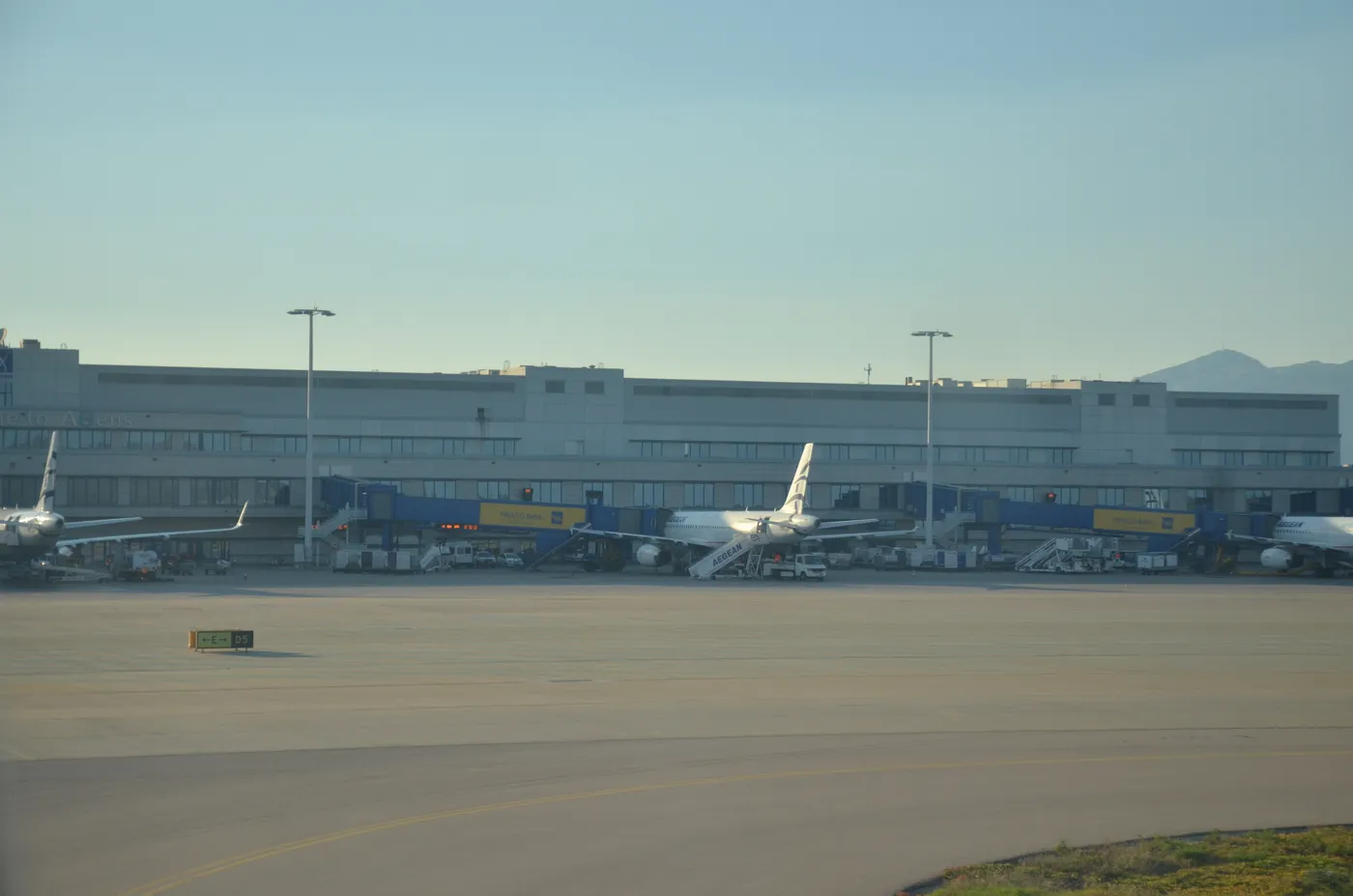 Aircraft at the Athens International Airport terminal