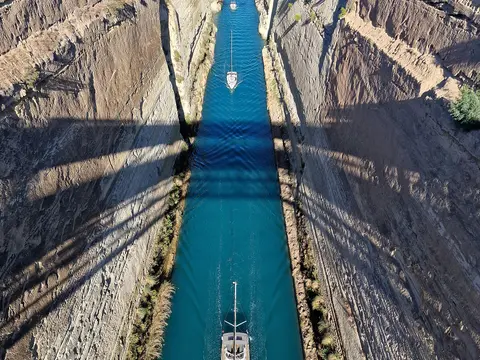 The Corinth Canal from the bridge
