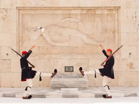Evzones of the Presidential Guard at Syntagma Square