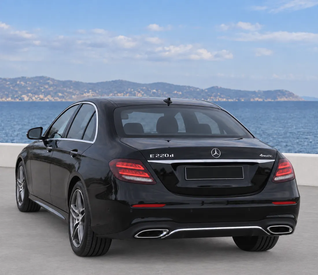 Black Mercedes-Benz E-Class, rear view