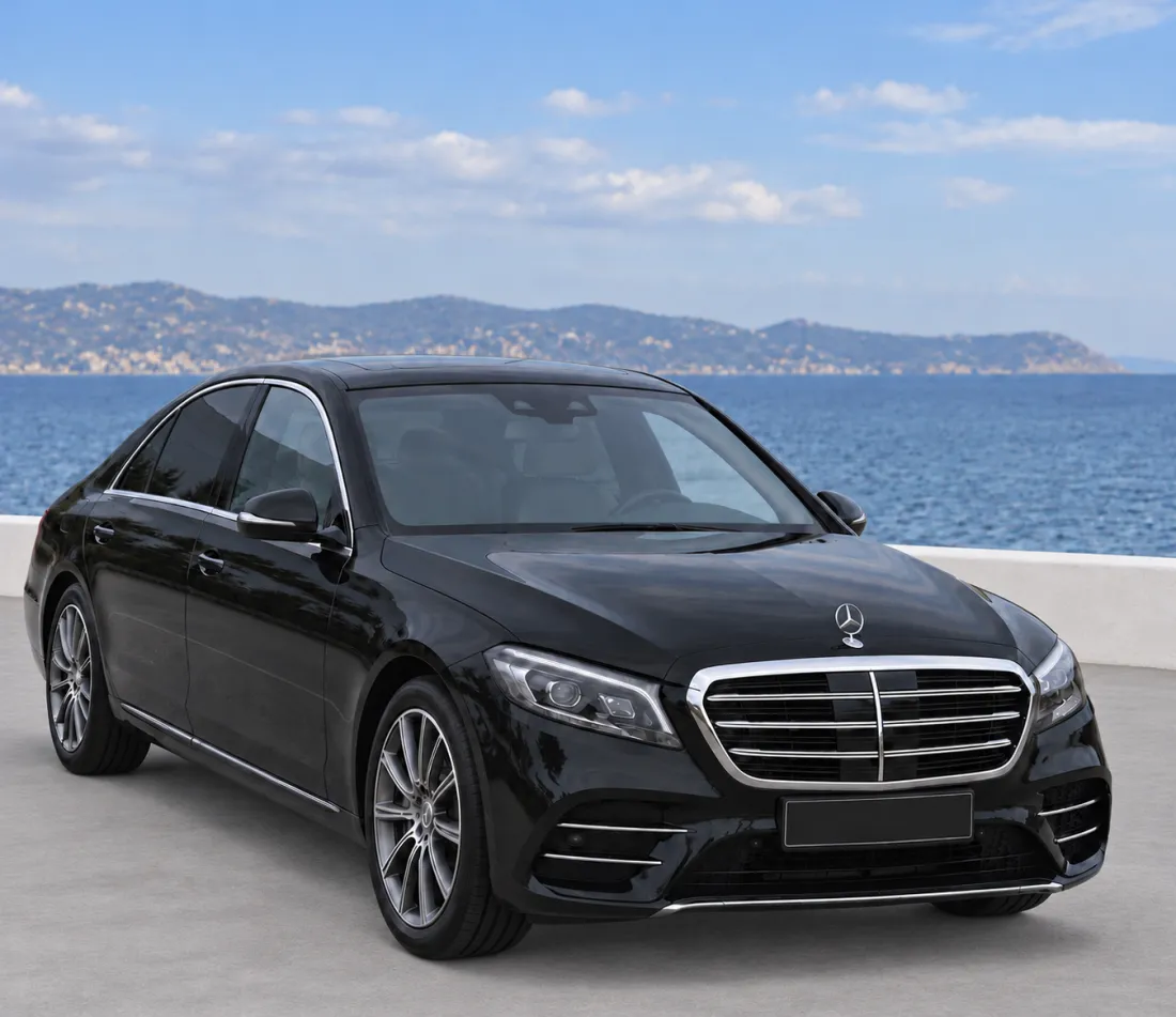 Black Mercedes-Benz S-Class, front view