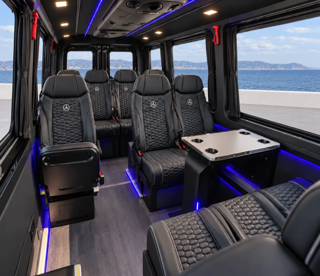 Mercedes-Benz Sprinter passenger cabin with individual leather seats