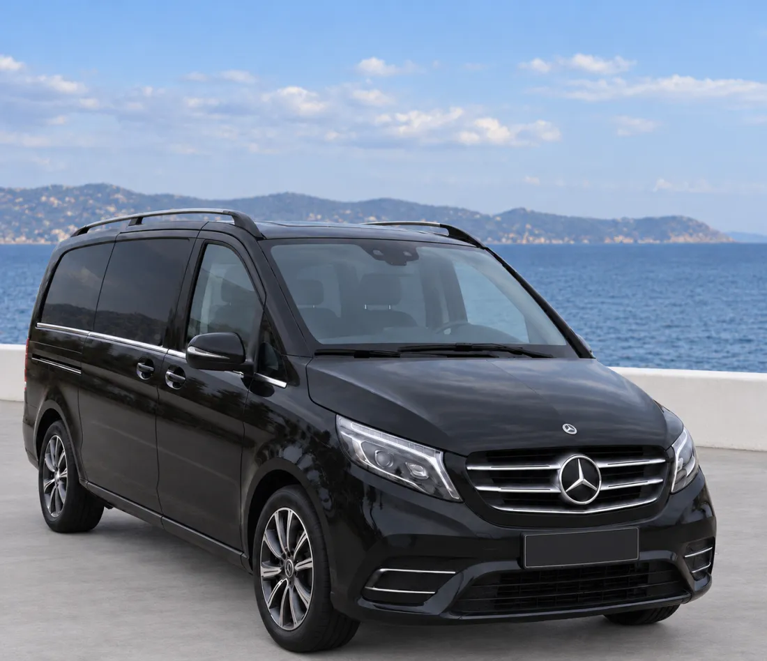 Black Mercedes-Benz V-Class, front view