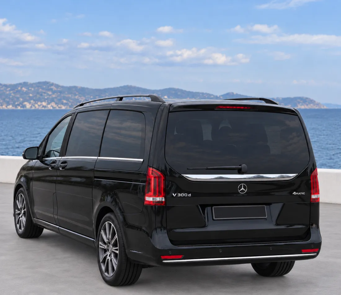 Black Mercedes-Benz V-Class, rear view