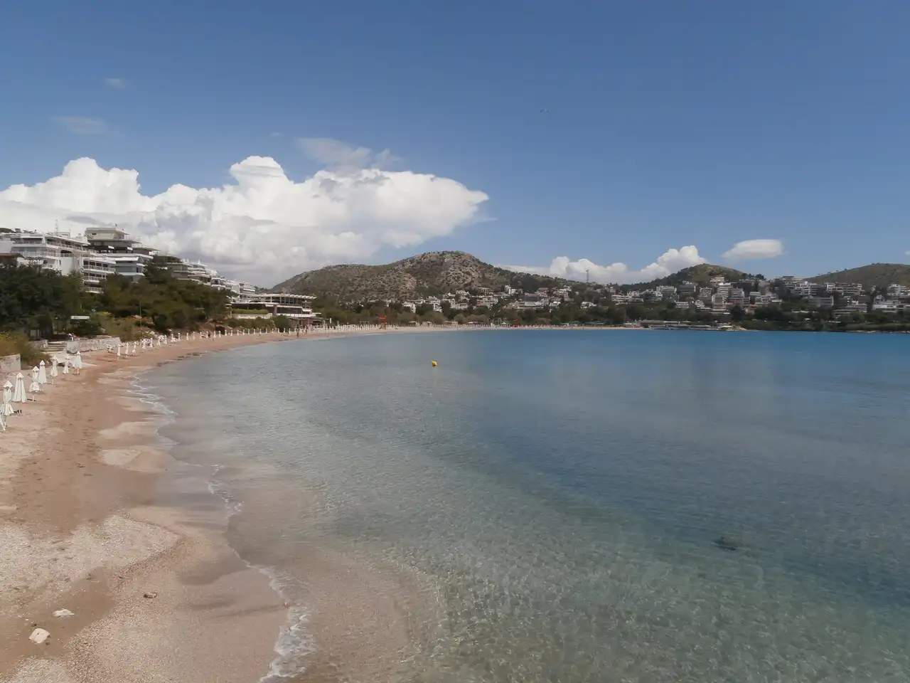 Wide view across Vouliagmeni Bay on the Athens Riviera